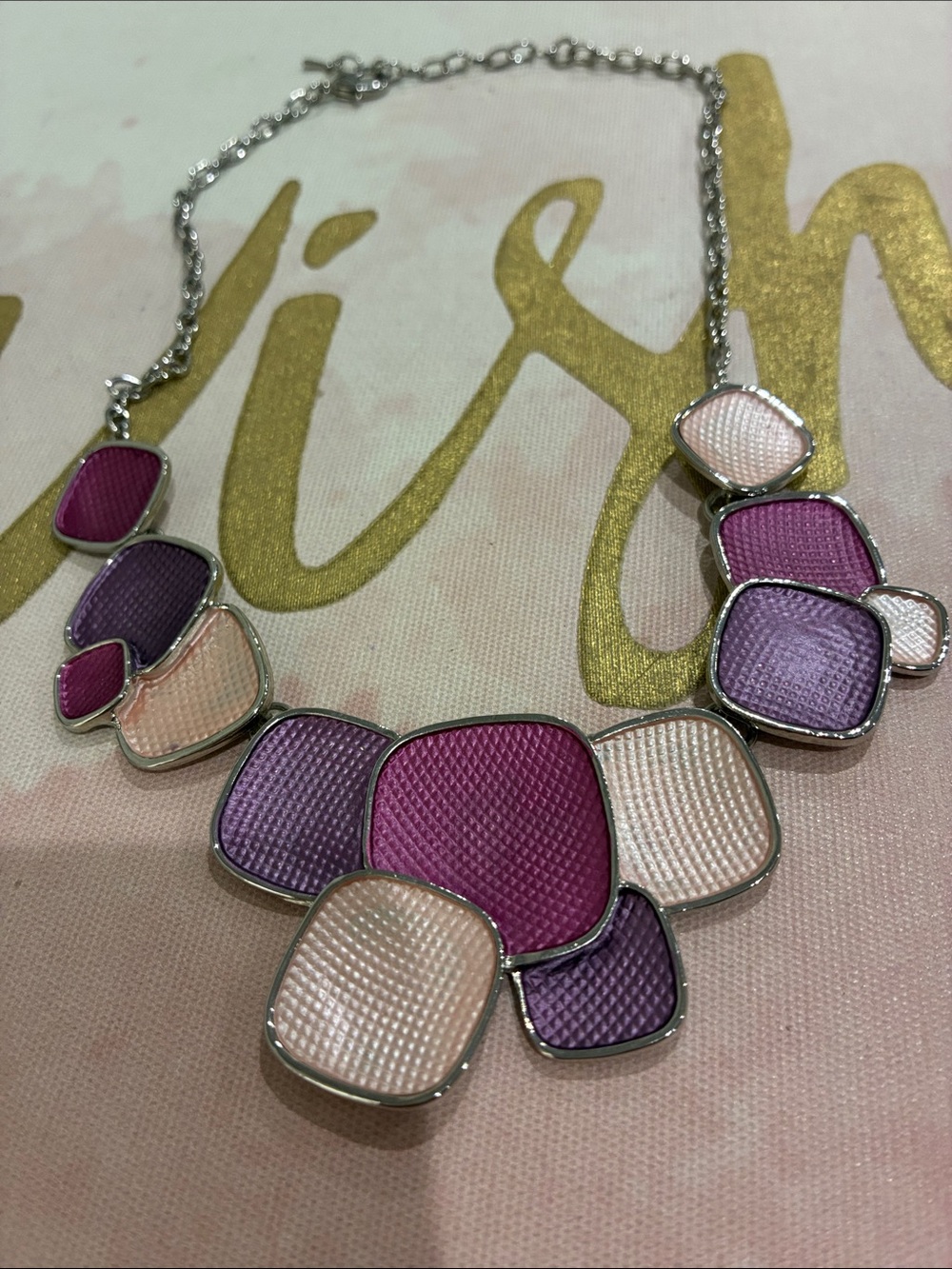 Pink & Purple Geometric Statement Necklace - Women Jewelry